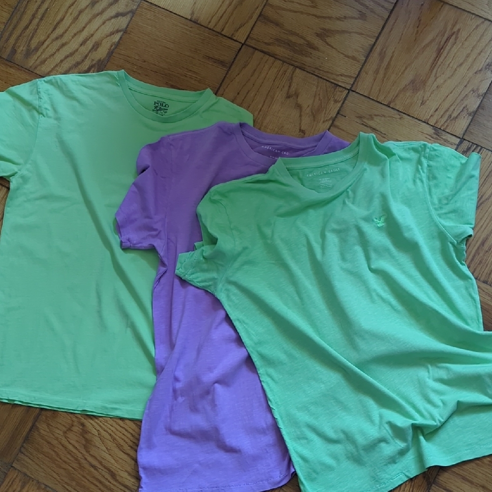Polo by Ralph Lauren Green and Purple Short Sleeve Tees